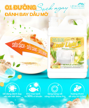 Nước rửa chén Lacir Light hương Gừng thiên nhiên (Can 1.75kg)