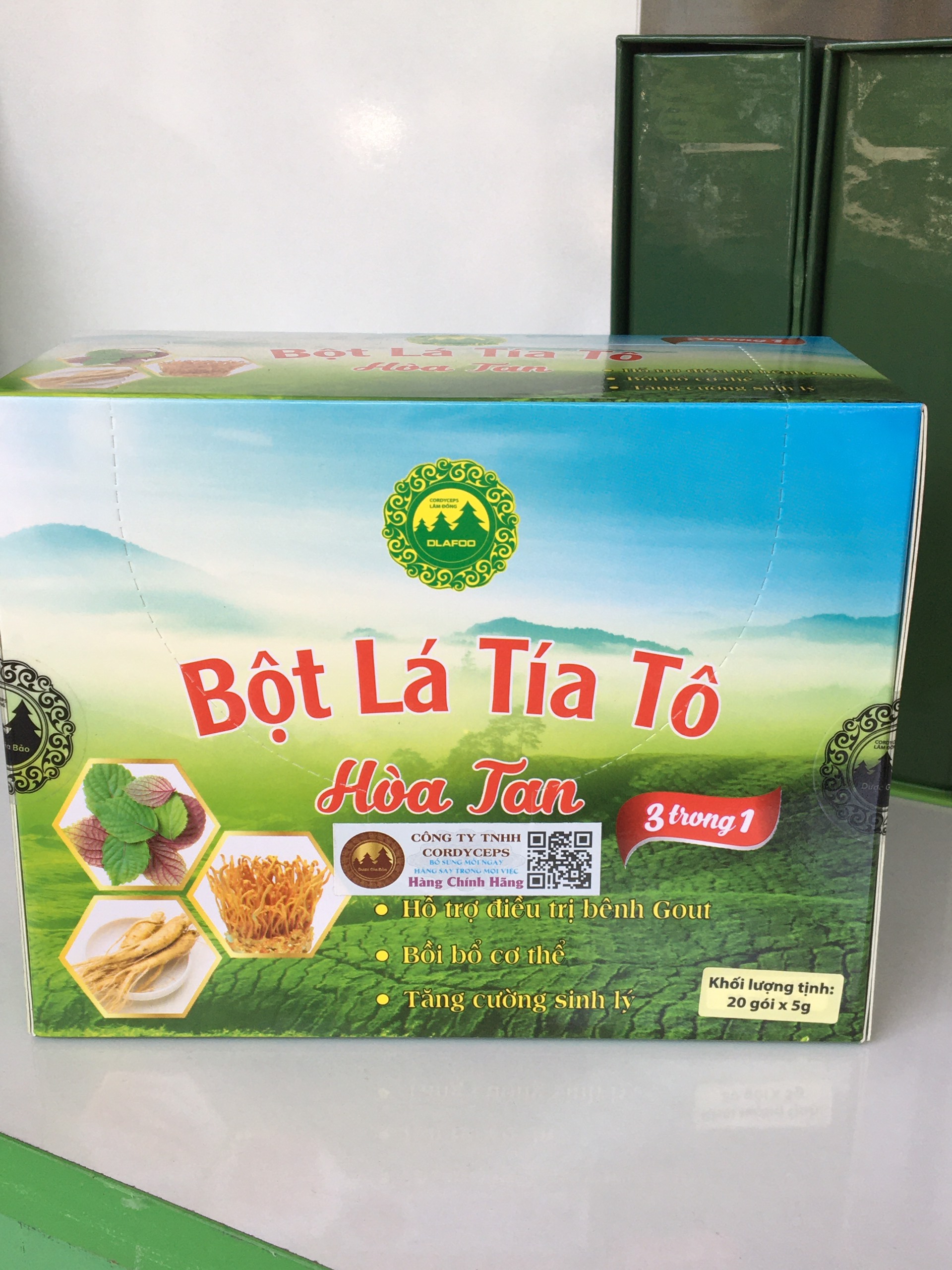 Bột lá tía tô hòa tan 3 in 1 Cordyceps