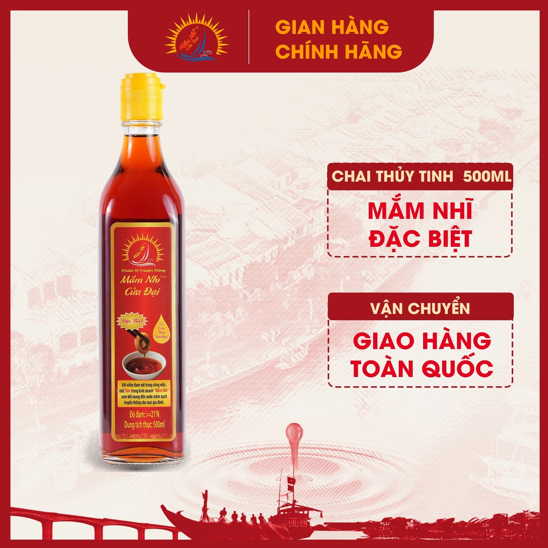 Nước mắm nhĩ cửa đại loại đặc biệt chai thủy tinh 500ml